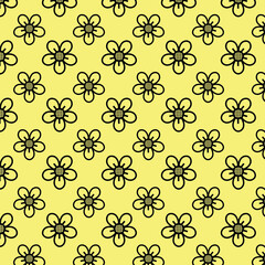 seamless pattern flowers with yellow background