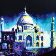 Expressive Vector Oil Paint Taj Mahal 2