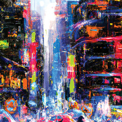 Naklejka premium Expressive Vector Oil Paint Times Square 1
