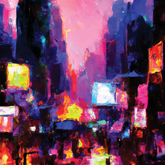 Expressive Vector Oil Paint Times Square 4