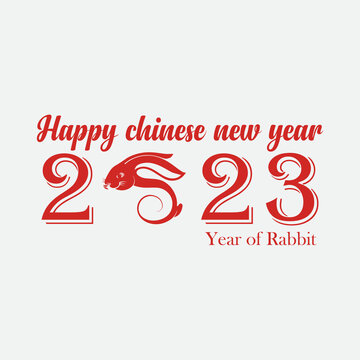 Happy chinese new year 2023 year of rabbit text. Suitable for cards, banner, or poster