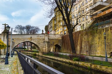 Naklejka na ściany i meble Bridge over river in Klodzko, Poland