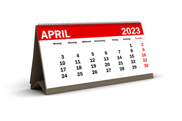 April 2023 - Tischkalender freigestellt