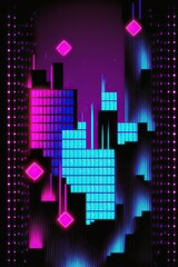 Retro futuristic cyberpunk neon cityscape - generative ai