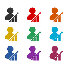 Employee salary increase icon isolated on white background. Set icons colorful