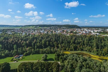 Fototapeta na wymiar Burghausen aus der Luft - Ausblick auf die Neustadt 