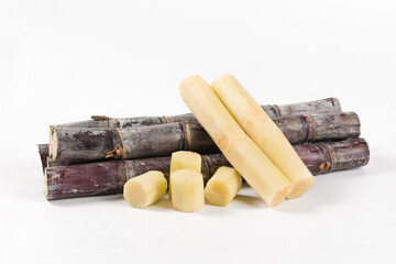 fresh sugarcane isolated on white background.