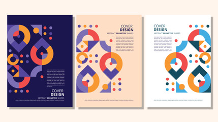 Naklejka premium Abstract flat geometric shapes cover design