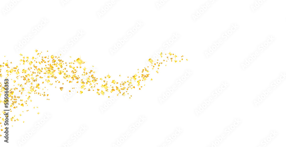 Wall mural Gold confetti glittering wave. Golden sparkling. Shiny wavy crumbs, golden texture. png