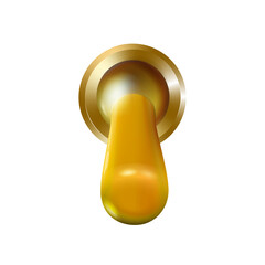 gold toggle switch, realistic object. The On and off. golden or gilded steel switcher. png