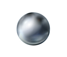 Realistic metal sphere isolatedd. Orb. Grey polished glossy ball, chrome metallic circle object. Png