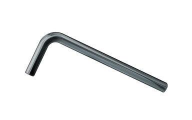 Realistic Dark Hex or inbus key, metal tool isolated. Png.