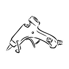 glue gun line vector illustration, isolated on white background.top view