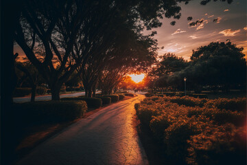 sunset in the park