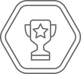 Black hexagon logo black thin line icon vector, trophy with stars