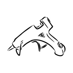 glue gun line vector illustration, isolated on white background.top view