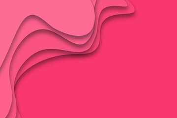 trendy 3d paper cut rosy pink background with copy space