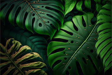 Obraz na płótnie Canvas large tropical green leaves background