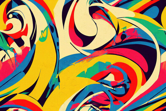 Fototapeta Decorative wildstyle graffiti wallpaper background as seamless tile (Generative AI)