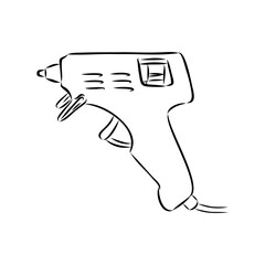 glue gun line vector illustration, isolated on white background.top view