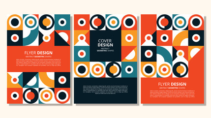 Abstract flat geometric shapes cover design
