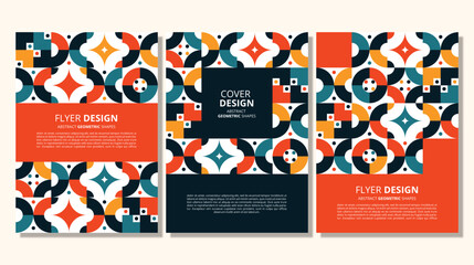 Abstract flat geometric shapes cover design