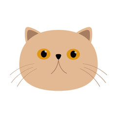 Cute persian cat icon. Beige kitten face head silhouette. Yellow eyes. Funny kawaii cartoon baby character. Notebook sticker print template. Happy Valentines Day. Flat design. White background.