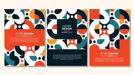 Abstract flat geometric shapes cover design