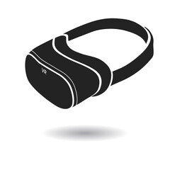 3d VR Headset illustration. Vector Virtual Reality technology digital glasses. Innovation device. Black and white