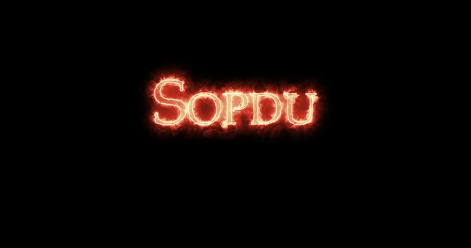 Sopdu, ancient egyptian god, written with fire. Loop