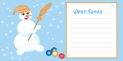 dear santa letter to santa claus snowman merry christmas
