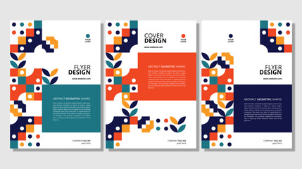Abstract flat geometric shapes cover design