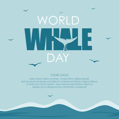 Typography letter with Whale Tail for World Whale Day