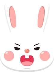 Cute rabbit angry expression, cartoon character, mascot, vector illustration cartoon comic