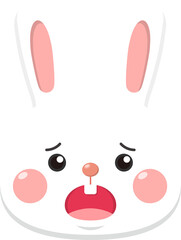 Cute bunny sad expression, cartoon character, mascot, vector illustration cartoon comic