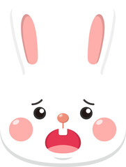 Cute bunny sad expression, cartoon character, mascot, vector illustration cartoon comic