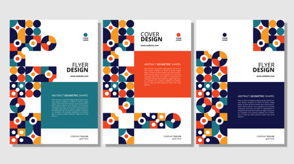 Abstract flat geometric shapes cover design