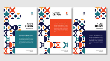 Abstract flat geometric shapes cover design