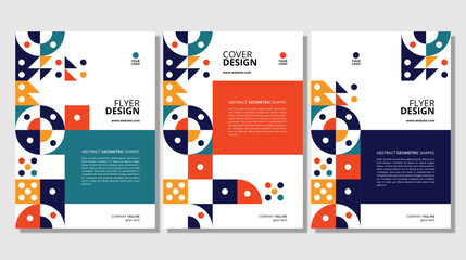 Abstract flat geometric shapes cover design