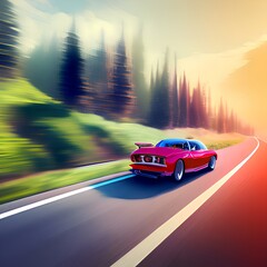 Obraz na płótnie Canvas Generative AI,high angle view of car on road