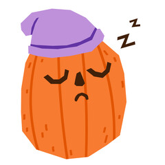 Sleepy pumpkin vector illustration in flat color design