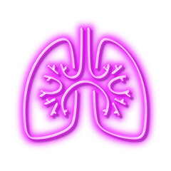 Lungs line icon. Pneumonia disease sign. Neon light effect outline icon.