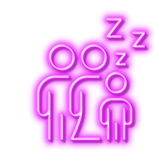 Sleep line icon. Family night sign. Neon light effect outline icon.