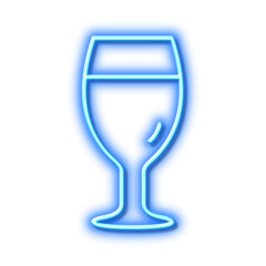 Beer glass line icon. Pub Craft beer sign. Neon light effect outline icon.