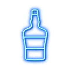 Scotch bottle line icon. Brandy alcohol sign. Neon light effect outline icon.