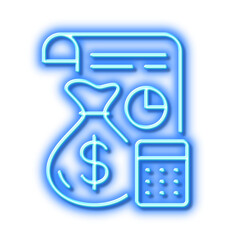 Accounting line icon. Finance management sign. Neon light effect outline icon.