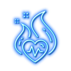 Cardio training line icon. Fat burning workout sign. Neon light effect outline icon.