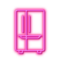 Two-chamber refrigerator line icon. Fridge sign. Neon light effect outline icon.