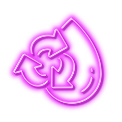 Water drop line icon. Recycle clean aqua sign. Neon light effect outline icon.