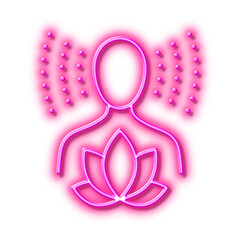 Yoga balance line icon. Meditation lotus sign. Neon light effect outline icon.